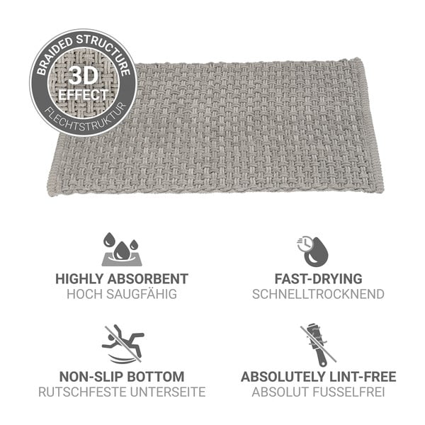 Siva tekstilna kupaonska prostirka 50x80 cm Ecoli – Wenko-image-4