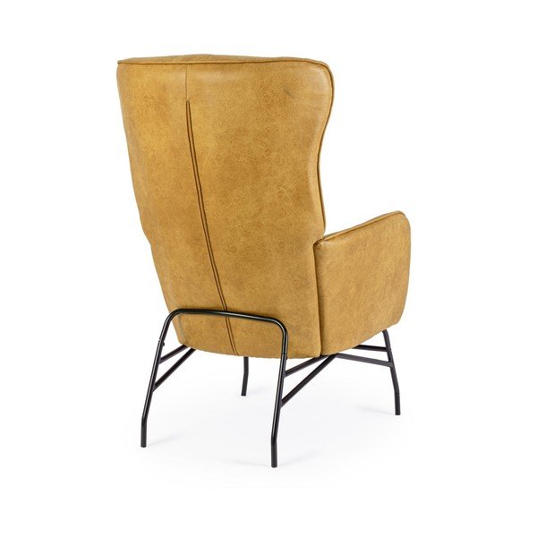 Senf žuta fotelja od imitacije kože Nasira – Bizzotto-image-4