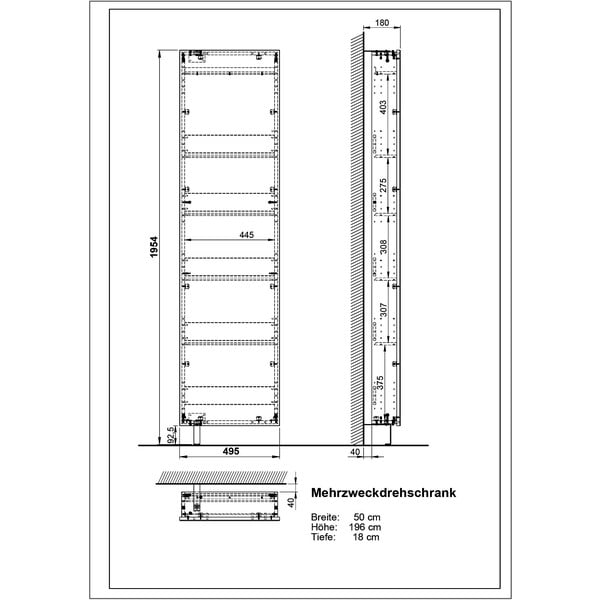 Antracitno sivi ormarić za hodniku 50x195x18 cm Rotary – Germania-image-4