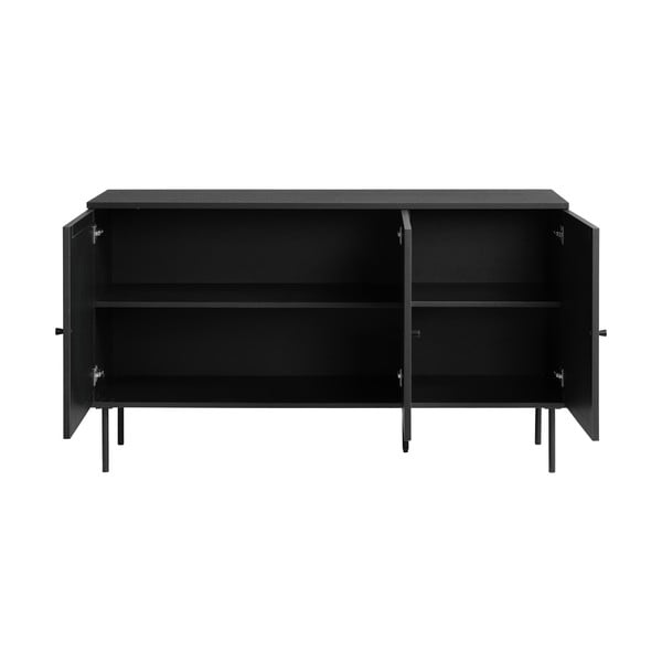 Crna niska komoda u dekoru hrasta 140x80 cm Pensacola - Unique Furniture-image-2
