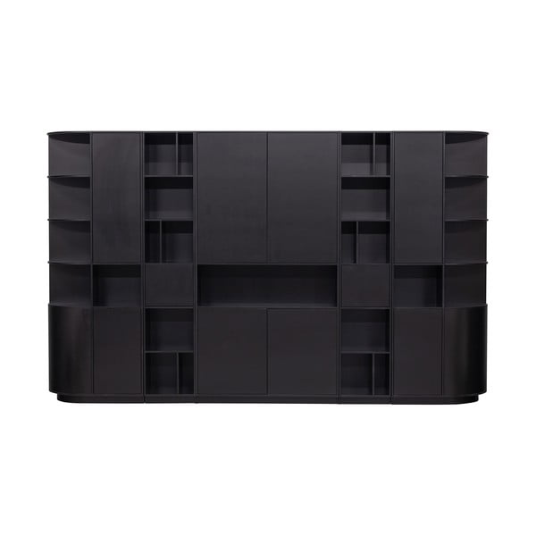 Crna modularna biblioteka od masivnog bora 346x210 cm Finca – WOOOD