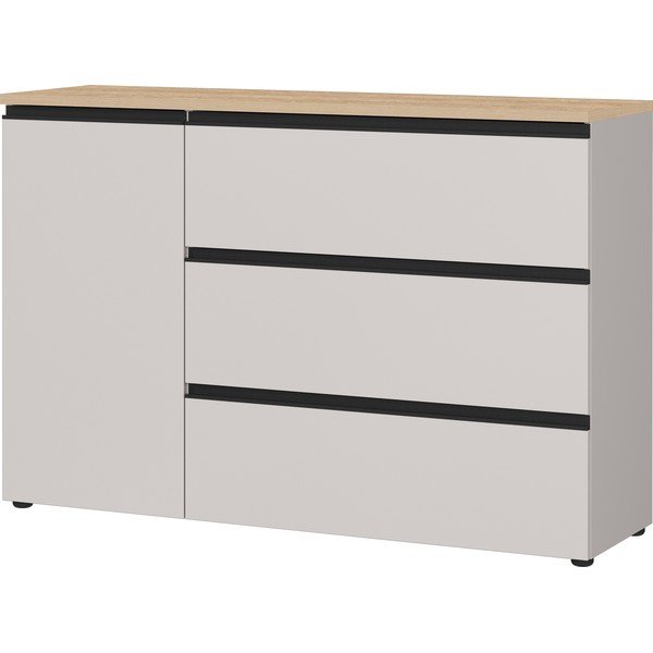 Sivo-bež/u svijetloj prirodnoj boji komoda 135x91x41 cm Cormano – Germania