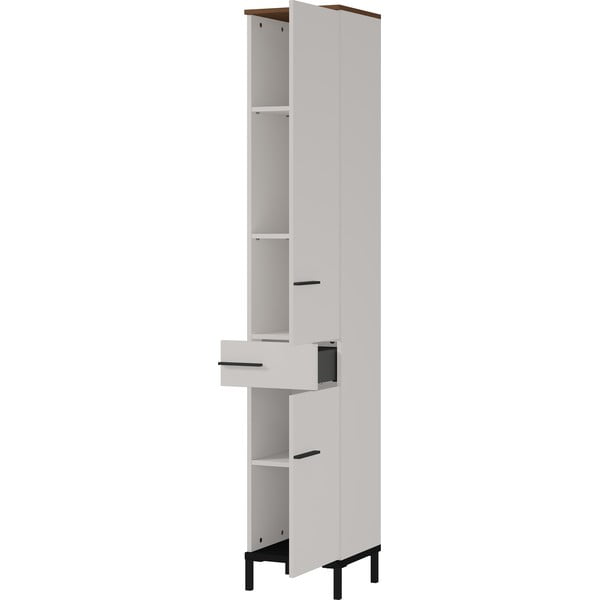 Sivo-bež visoki kupaonski ormarić u dekoru oraha 34x190 cm Yonkers - Germania-image-2