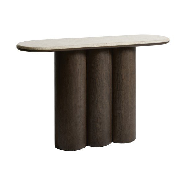 Pomoćni stol s mramornom pločom u tamnoj prirodnoj boji 38x120 cm Piazze – Unique Furniture