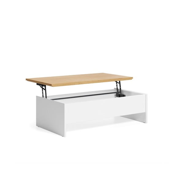 Bijeli/u prirodnoj boji stolić za kavu u dekoru hrasta 60x110 cm Abilen – Kave Home-image-3