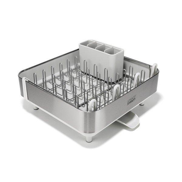 Plastičan prilagodljiv ocjeđivač za posuđe u srebrnoj boji 35,5x38 cm Extend Steel Plus – Joseph Joseph