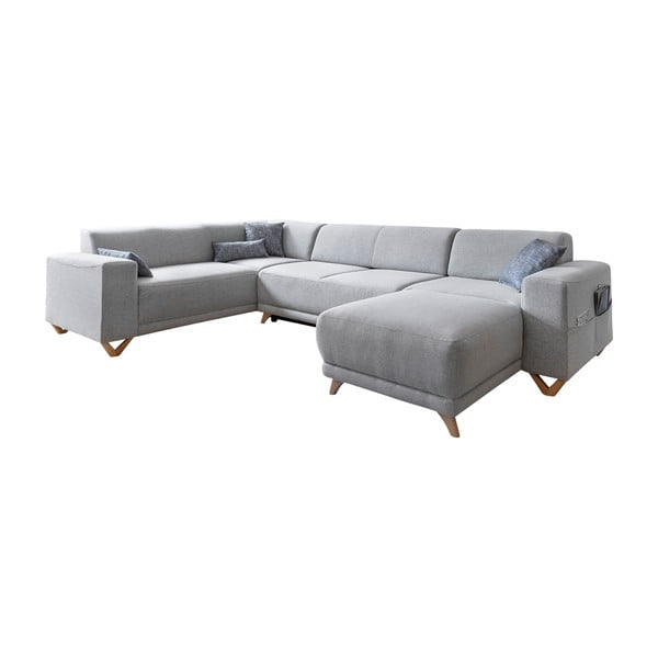 Svijetlo siva sklopiva/s prostorom za odlaganje kutna garnitura (s lijevim kutom/u obliku slova "U") Classy Sophie – Miuform