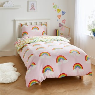 Flanelska dječja posteljina za dječji krevetić 120x150 cm Rainbow Hearts – Catherine Lansfield