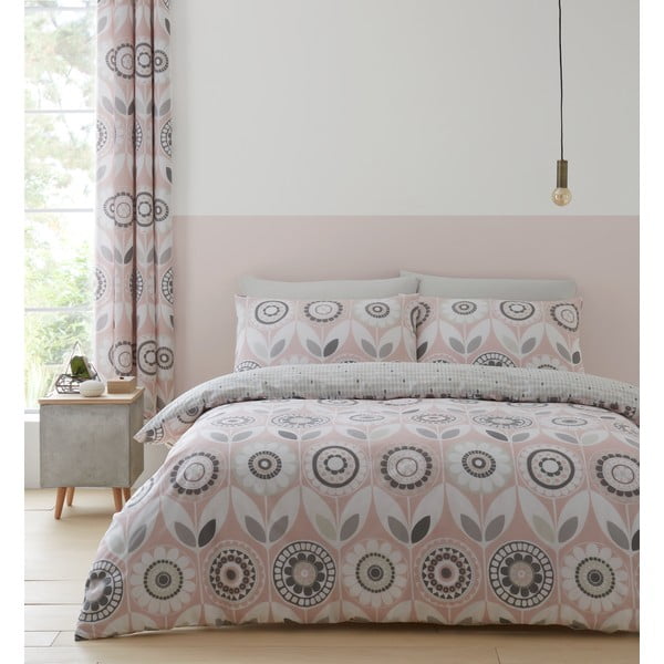 Ružičasto-siva posteljina Catherine Lansfield Annika, 200 x 200 cm