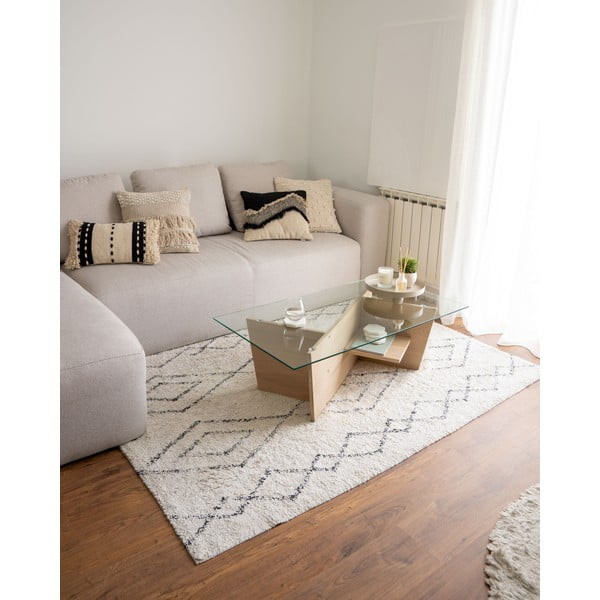 Stolić za kavu sa staklenom pločom stola u prirodnoj boji 60x110 cm Balwind – Kave Home-image-4