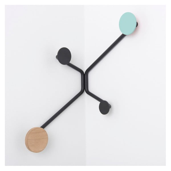 Crna kutna zidna vješalica s mental zelenim detaljem Gazzda Hook-image-2