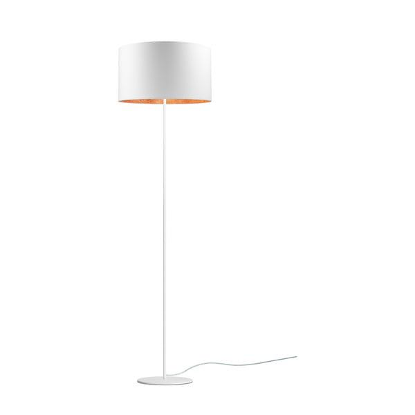 Bijela podna svjetiljka s detaljem u bakrenoj boji Sotto Luce Mika, ⌀ 40 cm