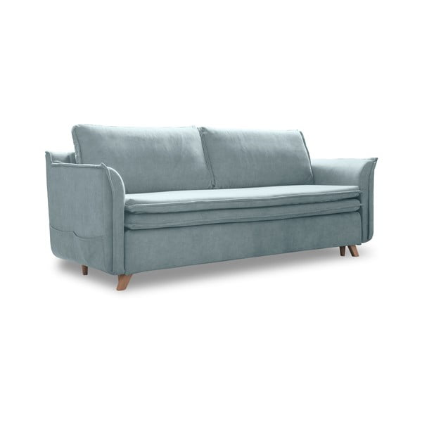 Svijetlo plava baršunasti sklopiva sofa 225 cm Charming Charlie – Miuform