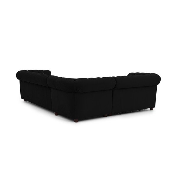 Crna baršunasti sklopiva kutna garnitura (s lijevim kutom/u obliku slova L) York Blik – Ropez-image-3