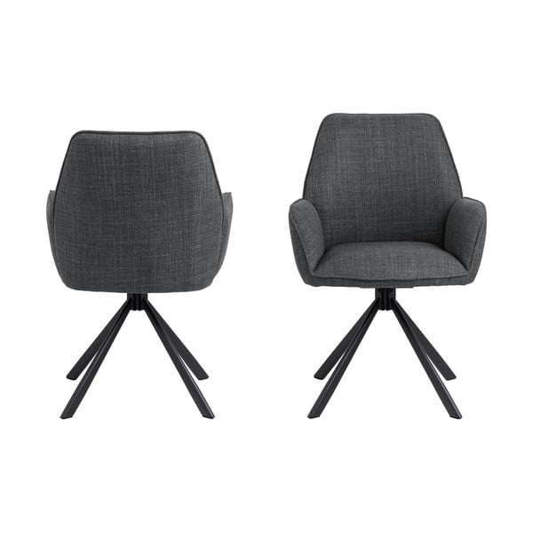 Tamno sive podstavljene blagovaonske stolice u setu s naslonima za ruke 2 kom Glenda – Actona-image-3