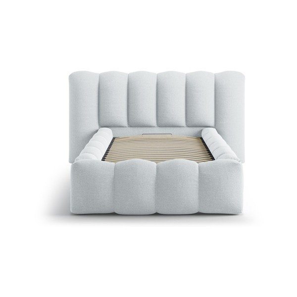 Svijetlo sivi tapecirani krevet s prostorom za odlaganje s podnicom 90x200 cm Lupine – Micadoni -image-3