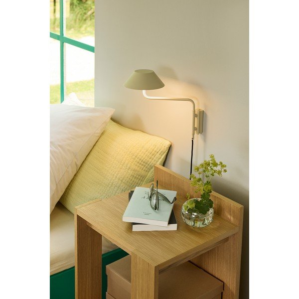 Bež metalna LED zidna lampa s mogućnosti zatamnjivanja s utikačem ø 30 cm Cover – Hübsch-image-1