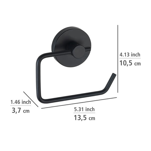 Crni držač za toalet papir Wenko Vacuum-Loc® Milazzo-image-1