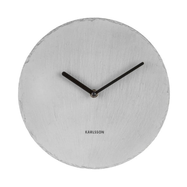 Sivi zidni sat od škriljevca Karlsson Slate, ⌀ 25 cm