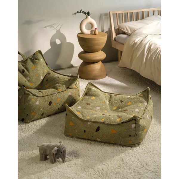 Zelena vreća za bebe od bouclé tkanine/od šenila Terrazzo Square – Wigiwama-image-2