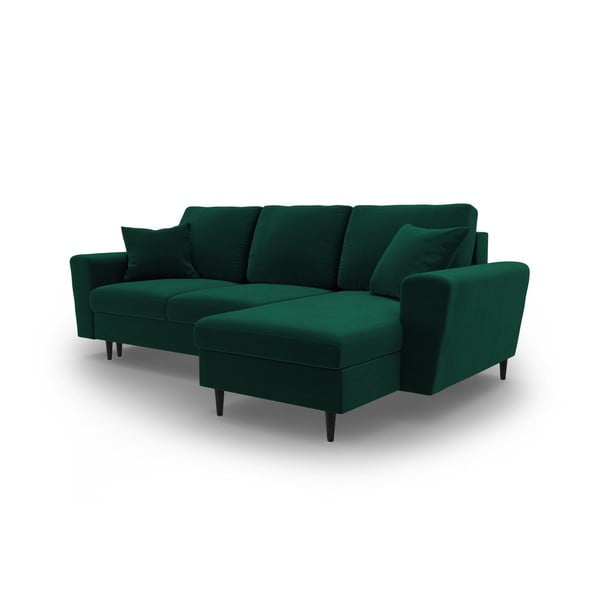 Zelena baršunasti sklopiva/s prostorom za odlaganje kutna garnitura Kyoto – Cosmopolitan Design-image-4