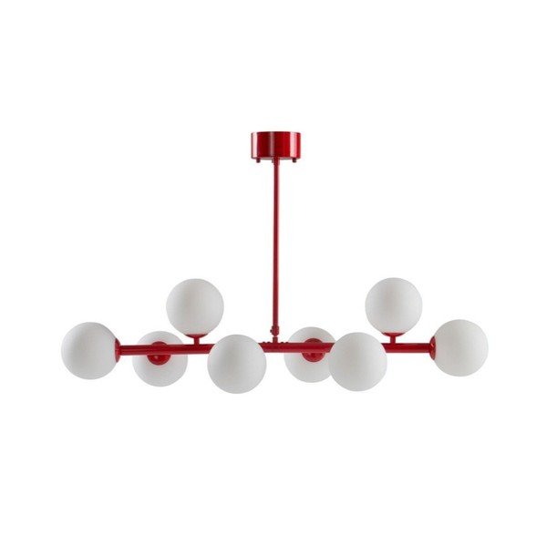 Crvena/bijela stropna svjetiljka od opalnog stakla 30x104 cm Ekman – Jotex