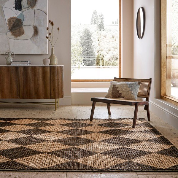 Smeđi/u prirodnoj boji ručno rađen tepih od mješavine jute 120x170 cm Effie Diamond – Flair Rugs-image-1