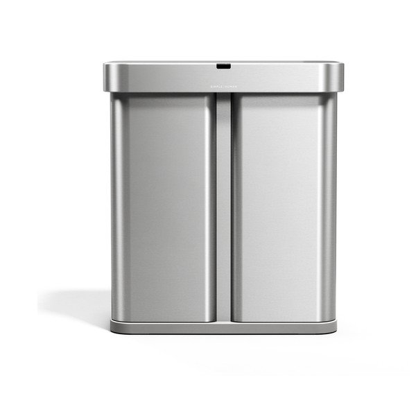 Željezna kanta za smeće 34+24 l za odvojeni otpad/beskontaktna u srebrnoj boji Dual Sensor – simplehuman-image-3