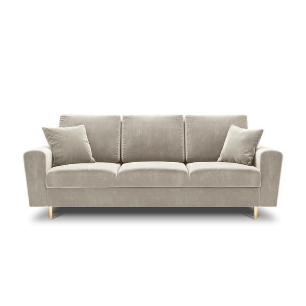 Bež baršunasti sklopiva/s prostorom za odlaganje sofa 235 cm Kyoto – Cosmopolitan Design