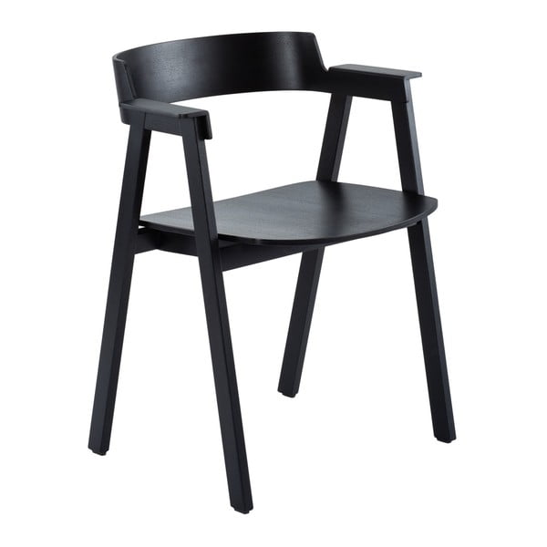 Crna blagovaonska stolica s naslonima za ruke od punog hrasta Flip – Gazzda