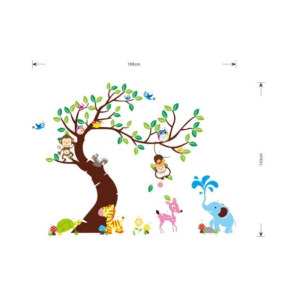 Set dječjih zidnih naljepnica Ambiance Tree, Monkeys and Elephant-image-2