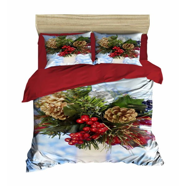 Set plahti i plahti za bračni krevet Christmas Berries, 200 x 220 cm