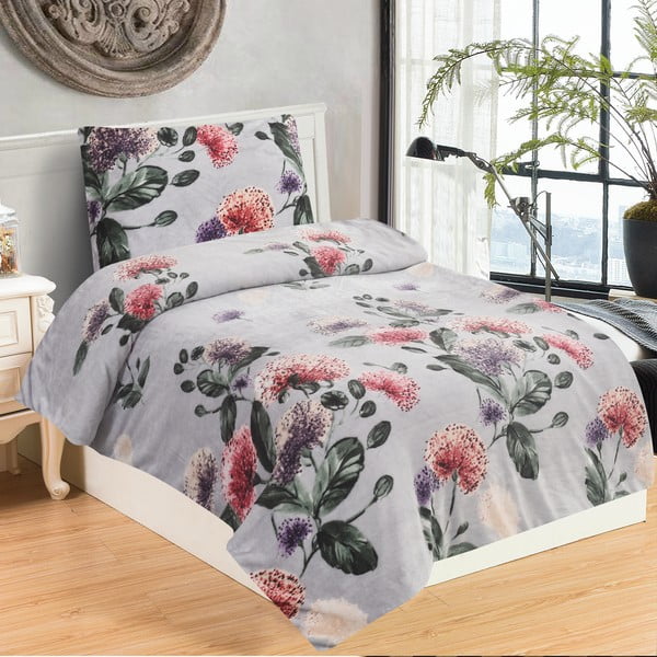 Svijetlo siva posteljina za krevet za jednu osobu od mikropliša 140x200 cm Margot – My House