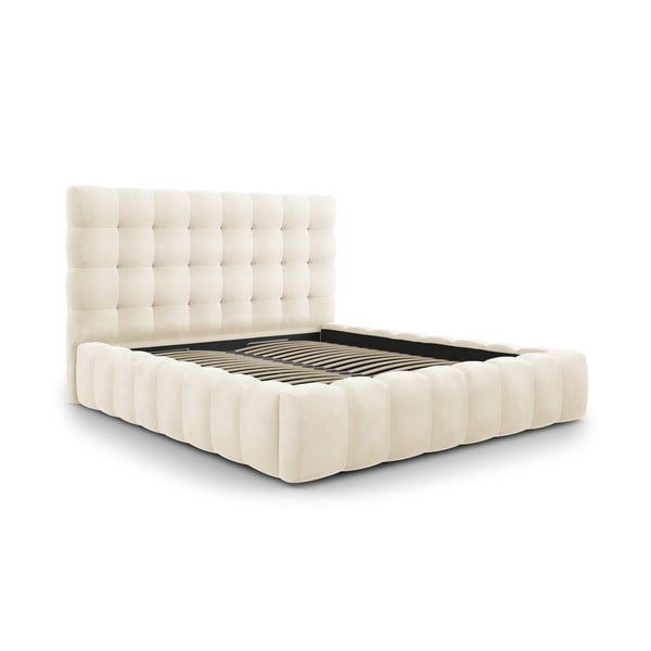 Bež tapecirani bračni krevet s prostorom za pohranu s podnicom 180x200 cm Bali – Cosmopolitan Design