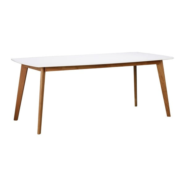 Bijeli blagovaonski stol s drvenim nogama Rowico Griffin, dužine 190 cm