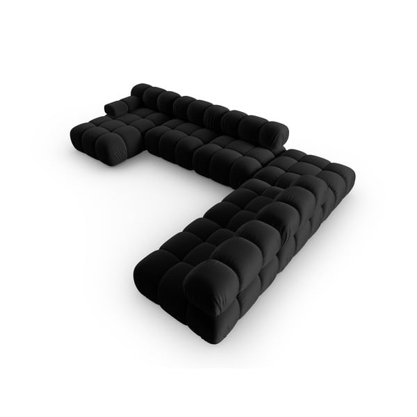 Crna baršunasta sofa 379 cm Bellis – Micadoni Home-image-4