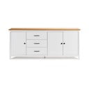 Bijela niska komoda od masivnog bora 190x80 cm Miranda – Marckeric