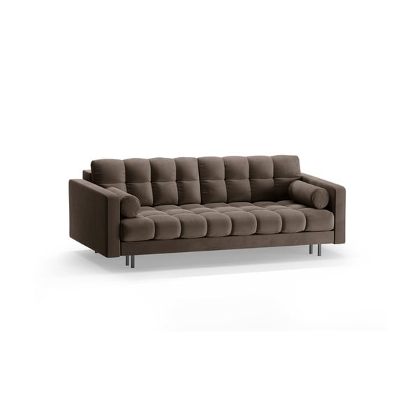 Smeđa baršunasti sklopiva/s prostorom za odlaganje sofa 222 cm Bali – Cosmopolitan Design-image-3