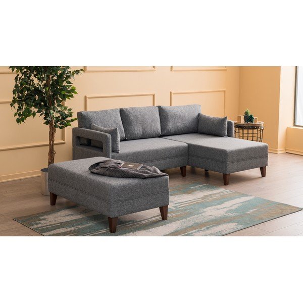 Sivi kutni kauč na razvlačenje Balcab Home Emma, desni kut-image-1