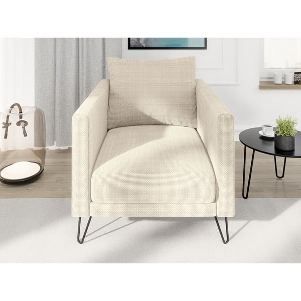 Krem fotelja od šenila Freya – Ropez-image-1