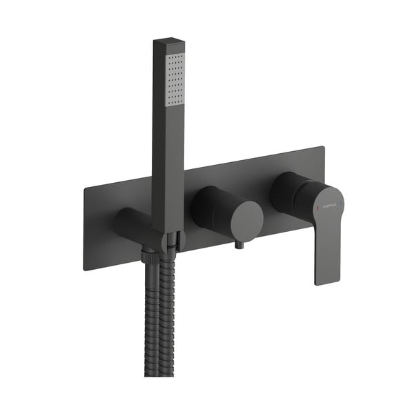 Mat crna ugrađena slavina za tuš (s 2 izlaza) Pax – Sapho-image-1