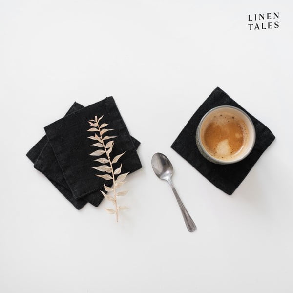 Crni platneni podmetači u setu od 4 kom - Linen Tales-image-1