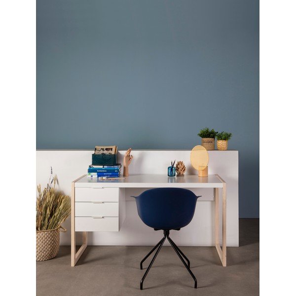 Bijeli radni stol s nogama od borovog drva Marckeric Frank-image-1