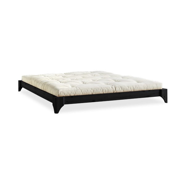 Bračni krevet od borovine s madracem Karup Design Elan Comfort Mat Crna/Natural, 160 x 200 cm