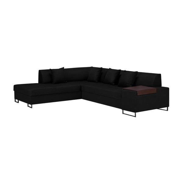 Crni kutni kauč na razvlačenje s nogicama u crnoj boji Cosmopolitan Design Orlando, lijevi kut
