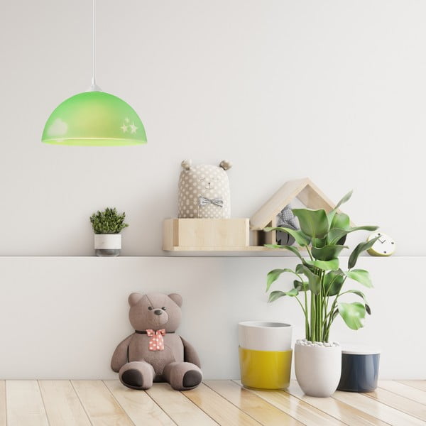 Zelena dječja svjetiljka sa staklenim sjenilom ø 30 cm Day & Night – LAMKUR-image-1