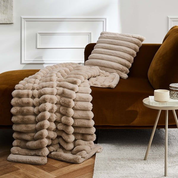 Svjetlo smeđa deka od mikropliša 180x220 cm Boudoir – douceur d'intérieur-image-2