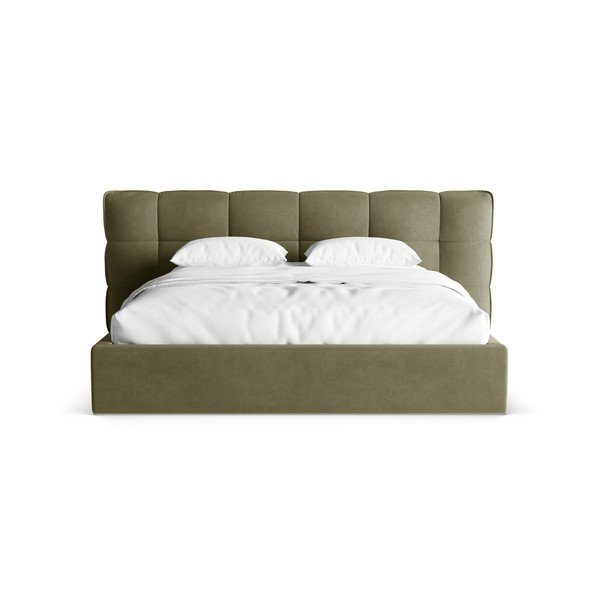 Zeleni tapecirani bračni krevet s prostorom za odlaganje s podnicom 200x200 cm Eric – Micadoni -image-4