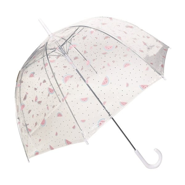 Prozirni štapićasti kišobran s ružičastim detaljima Birdcage Lubenica, ⌀ 81 cm