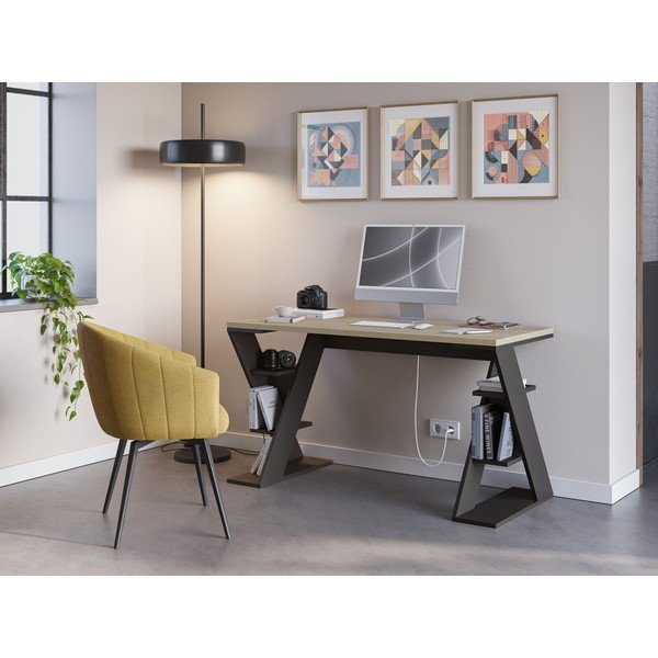 Radni stol s pločom stola u dekoru hrasta 60x137 cm Butterfly – Marckeric-image-1